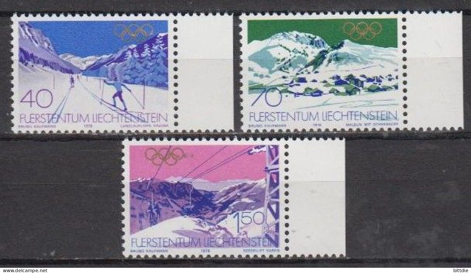 Olympia'80 , Liechtenstein  735/37 , Xx   (U 7608) - Invierno 1980: Lake Placid