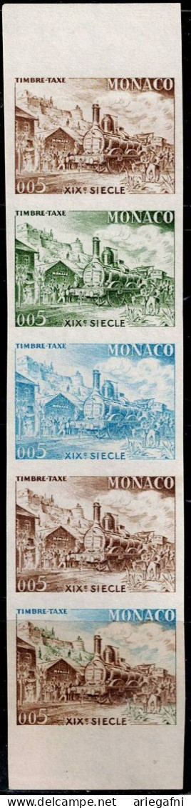 MONACO 1960 MAIL TRANSPORTATION SET  STRIP OF 5 STAMPS IMPERF PROOF MI No 61 MNH VF!! - Errors And Oddities
