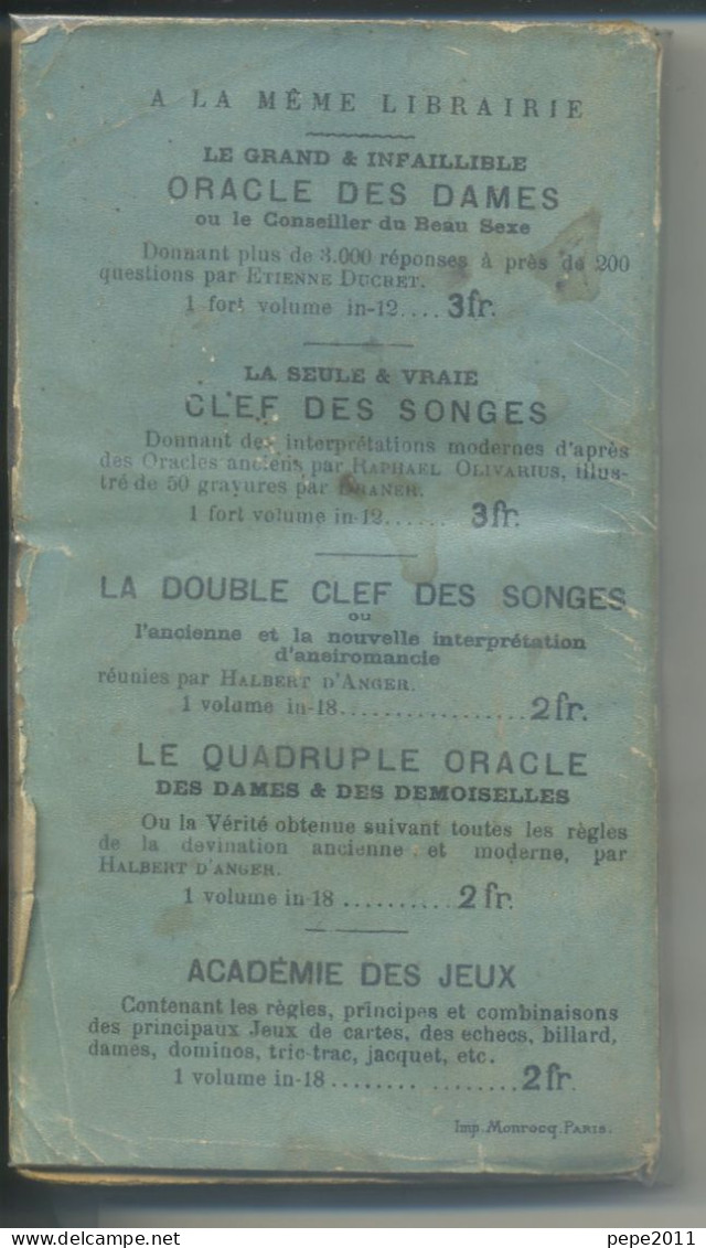 Rare Traité De CARTOMANCIE Art De Tirer Les Cartes, Horoscopes, Chiromancie, Cranoscopie (Phénologie) - HABERT D'Angers - Juegos De Sociedad