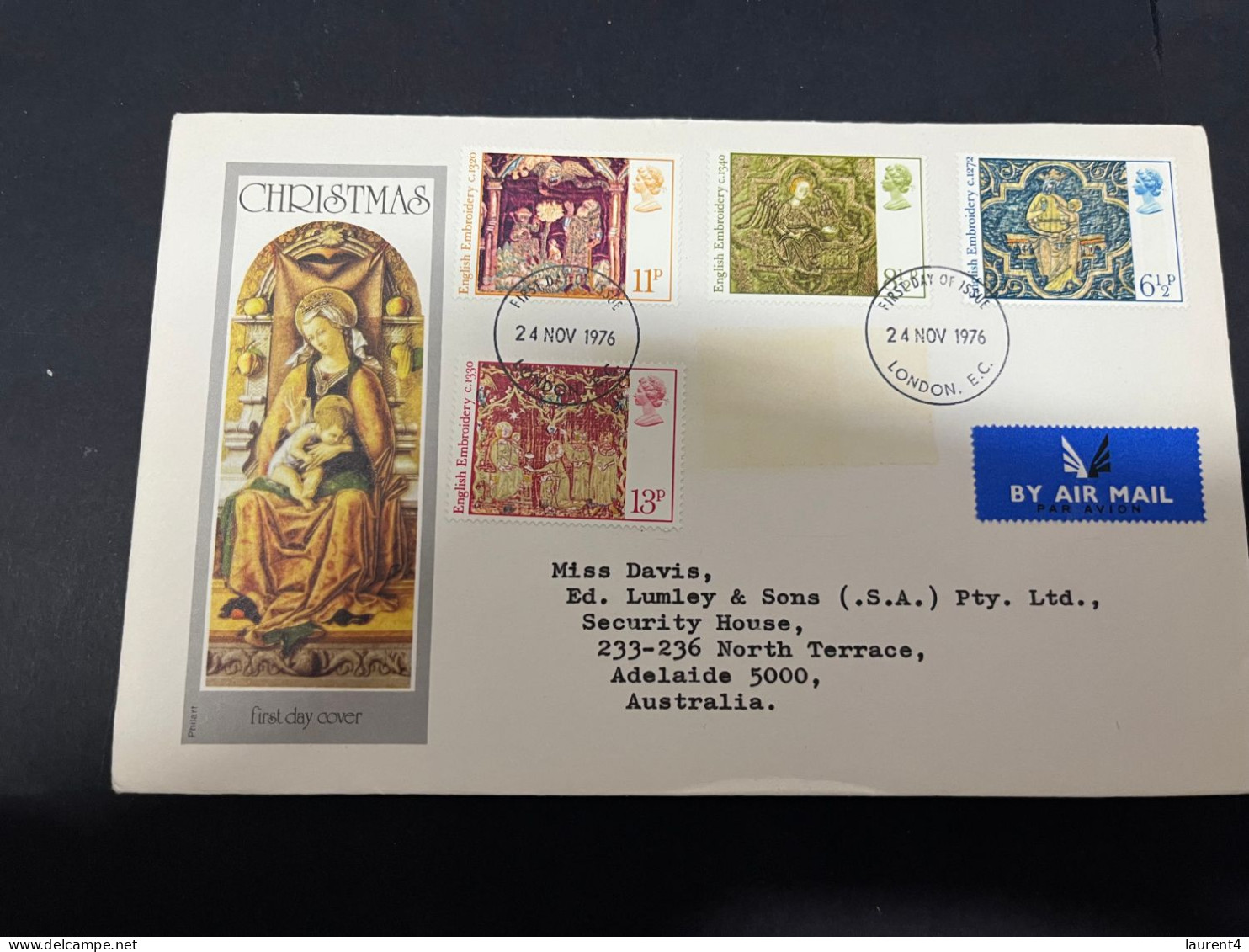 9-2-2024 (3 X 44) UK (Great Britain) FDC - 1976 - Christmas - 1971-80 Ediciones Decimal