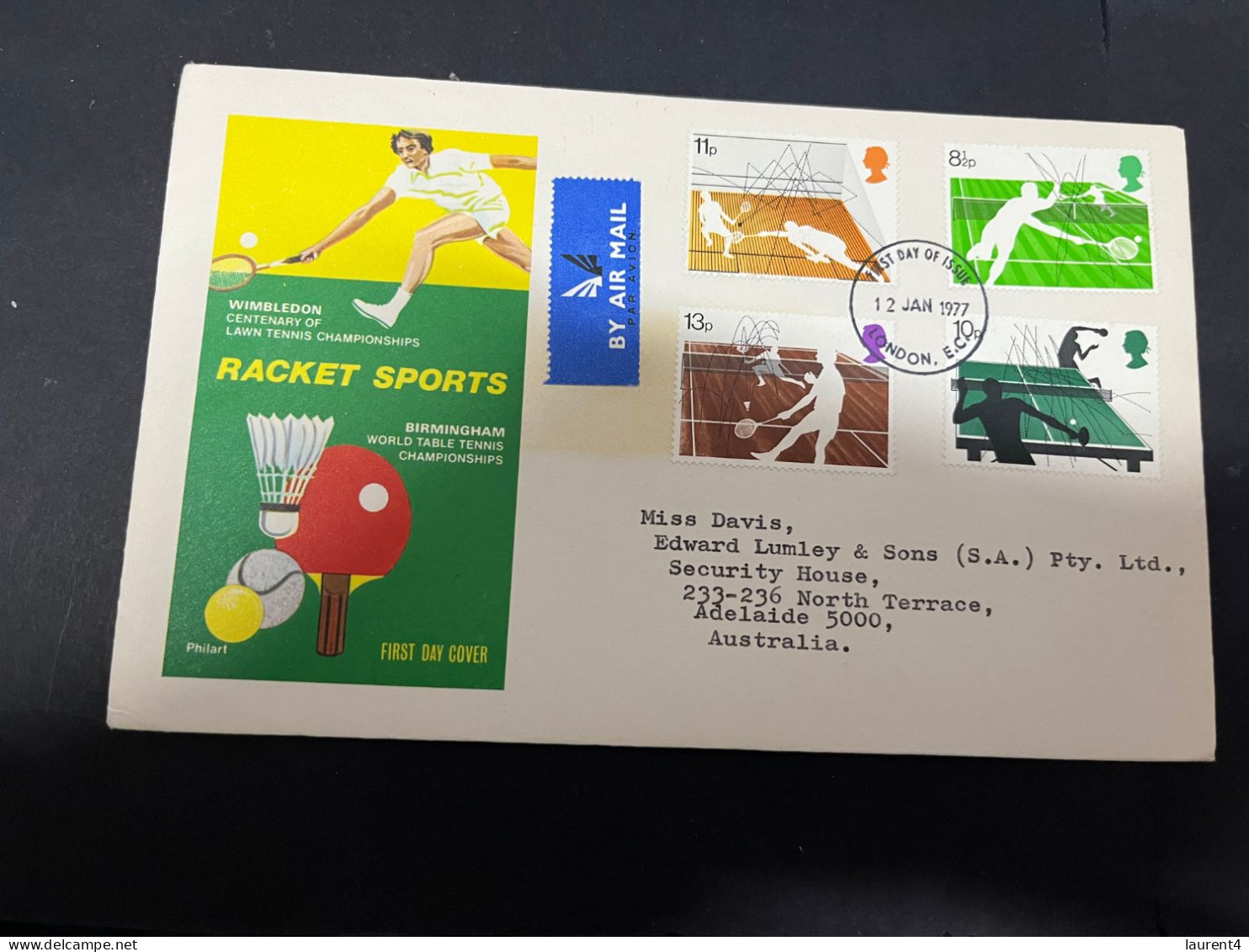 9-2-2024 (3 X 44) UK (Great Britain) FDC - 1977 - Racket Sports - 1971-1980 Decimal Issues