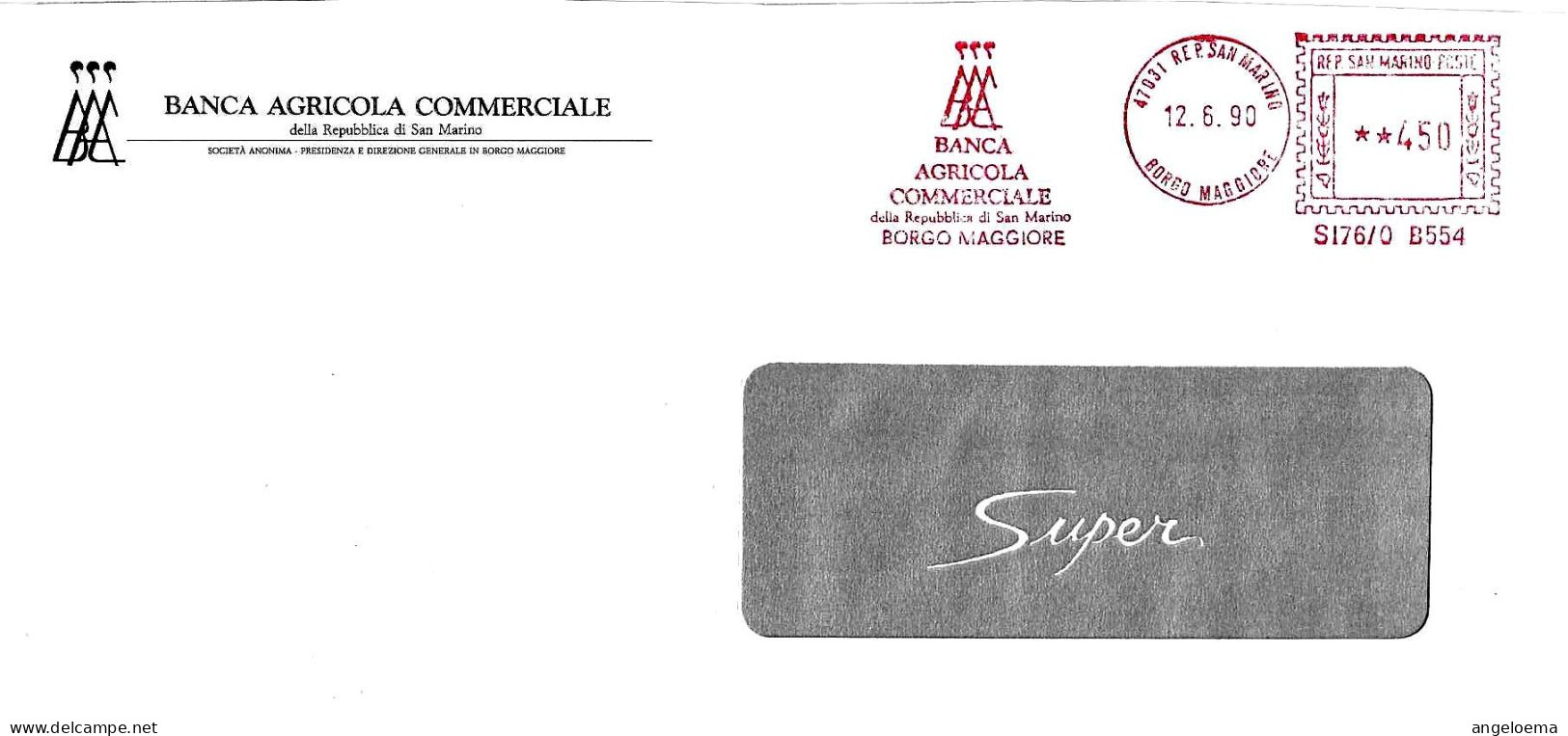 SAN MARINO - 1990 BANCA AGRICOLA COMMERCIALE - Ema Affrancatura Meccanica Rossa Red Meter Su Busta Viaggiata - 18112 - Lettres & Documents