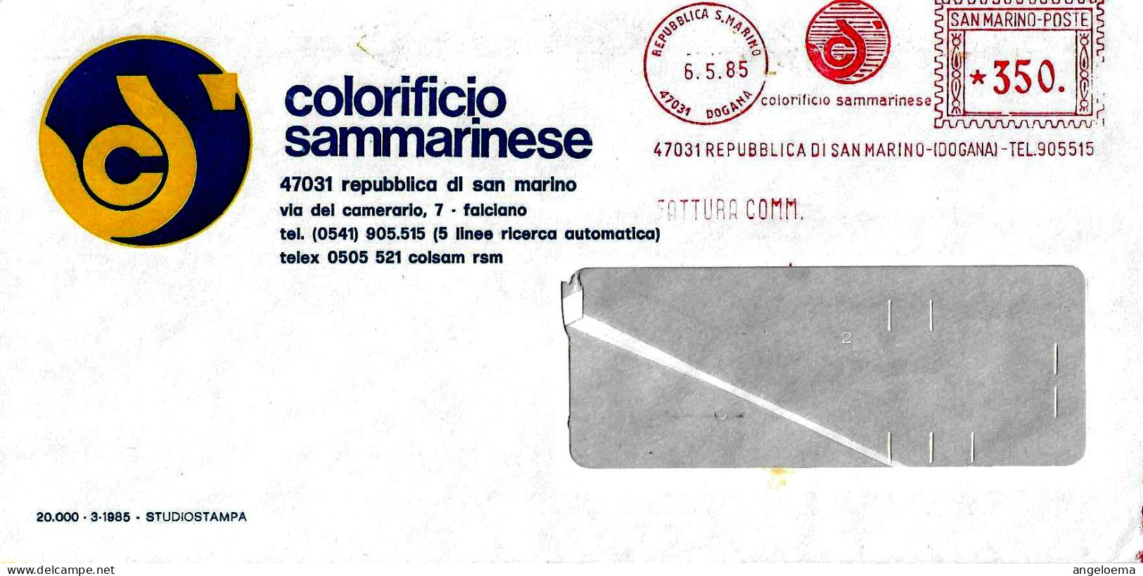 SAN MARINO - 1985 COLORIFICIO SAMMARINESE - Ema Affrancatura Mecc. Rossa Red Meter Su Busta Viaggiata - 18115 - Covers & Documents