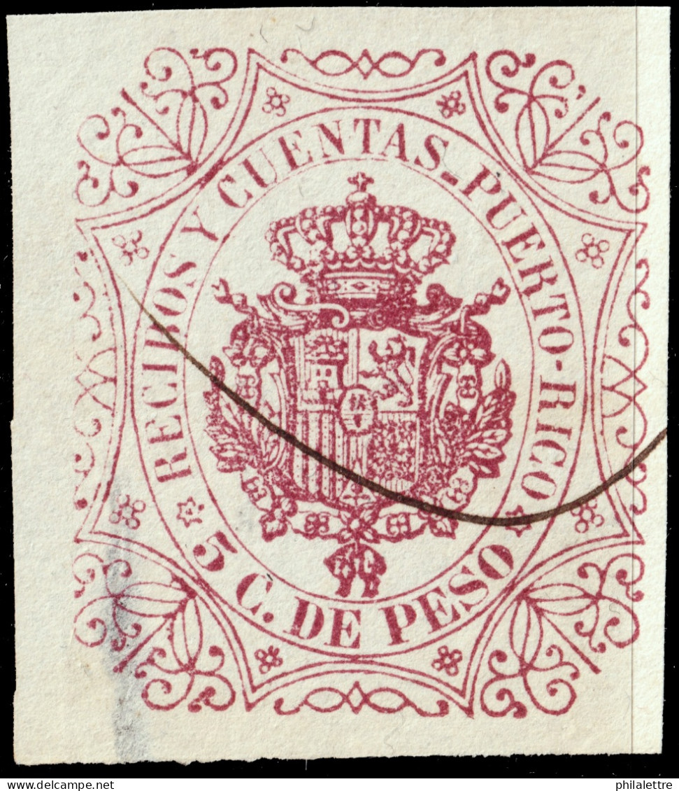 ESPAGNE / ESPANA - COLONIAS (Puerto-Rico) 1882 Sello Fiscal "RECIBOS Y CUENTAS" 5c De Peso Deep Claret - Usado - Porto Rico