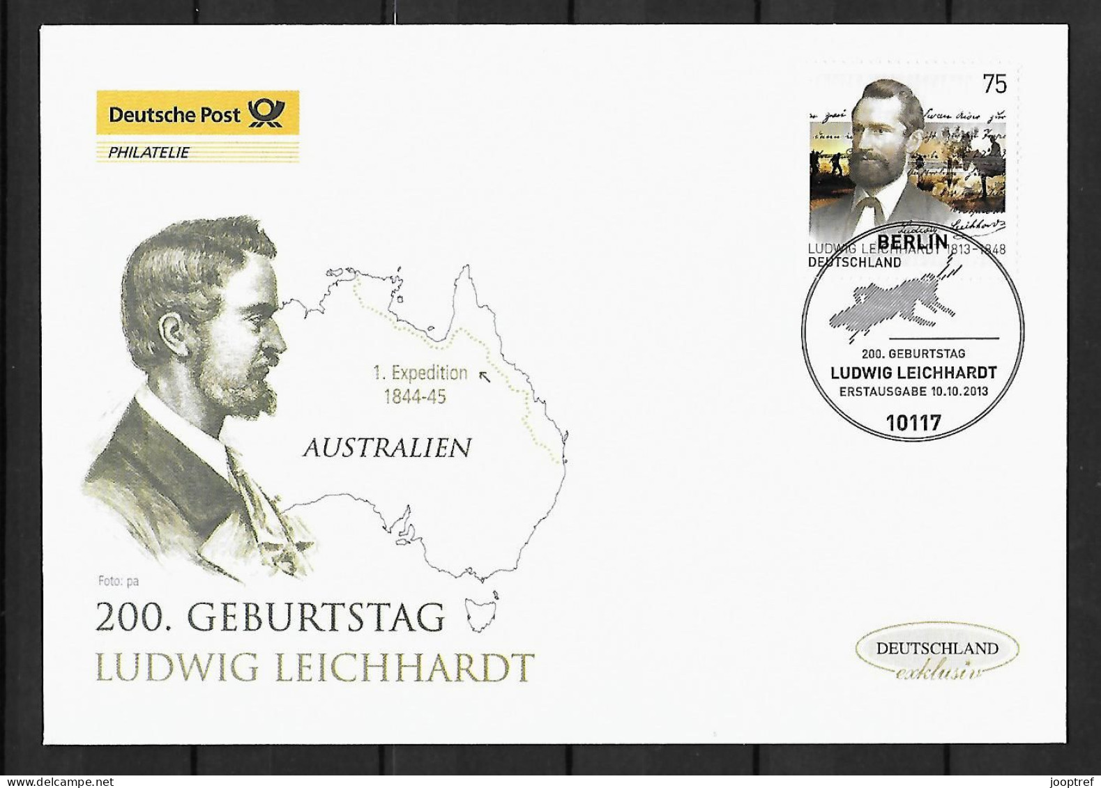 2013 Joint Germany And Australia, OFFICIAL FDC GERMANY: Ludwig Leichhardt - Emissions Communes