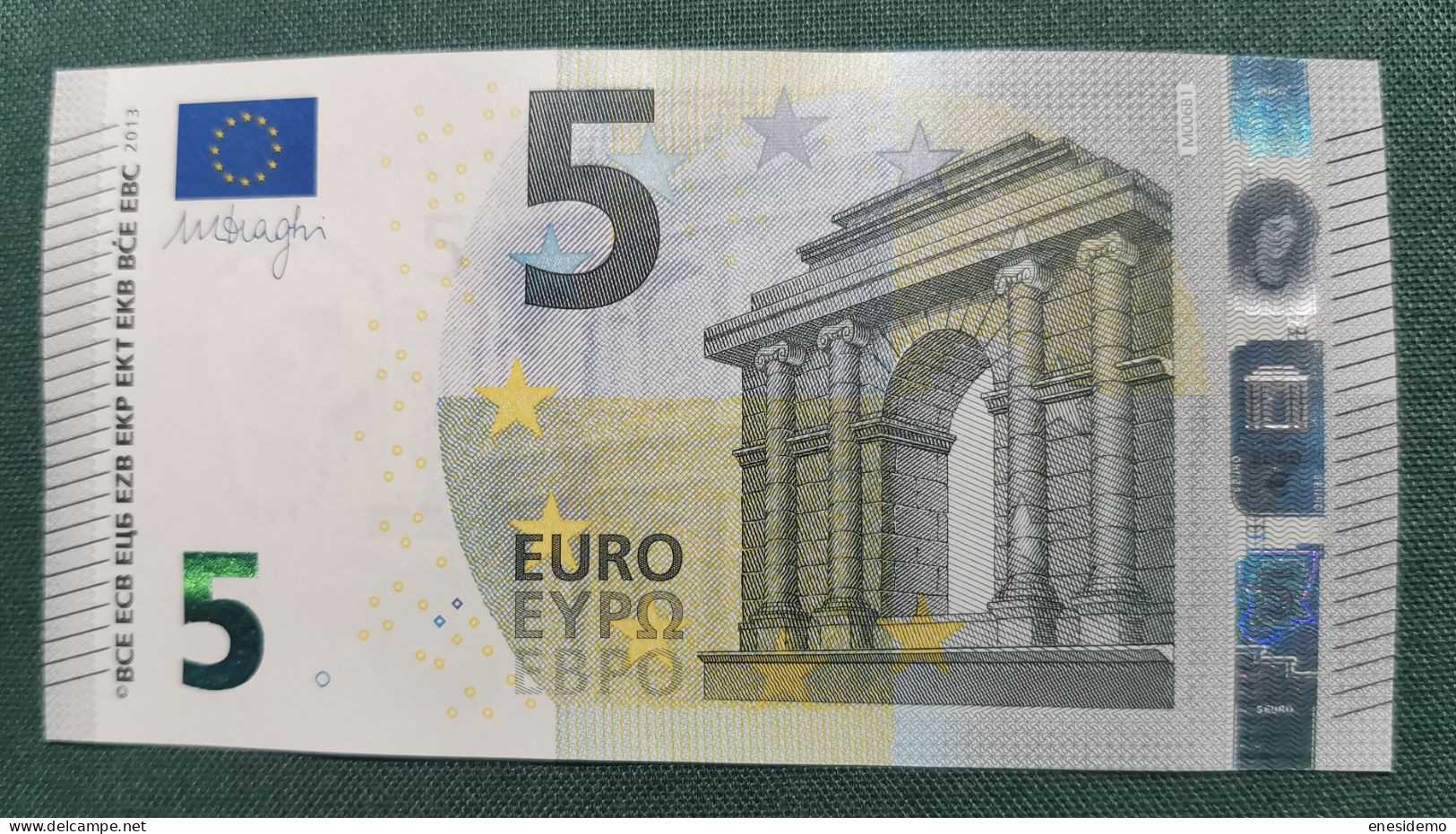 5 EURO PORTUGAL 2013 DRAGHI M006B1 MA NICE NUMBER FOUR CONSECUTIVE ZEROS SC FDS UNC. PERFECT