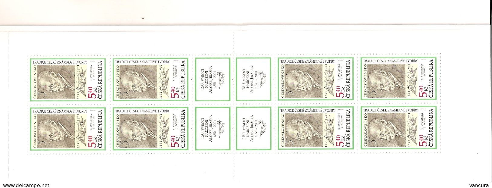 ** Booklet 281 Traditions Of The Czech Stamp Design 2001 Alois Jirasek, Writer - Unused Stamps