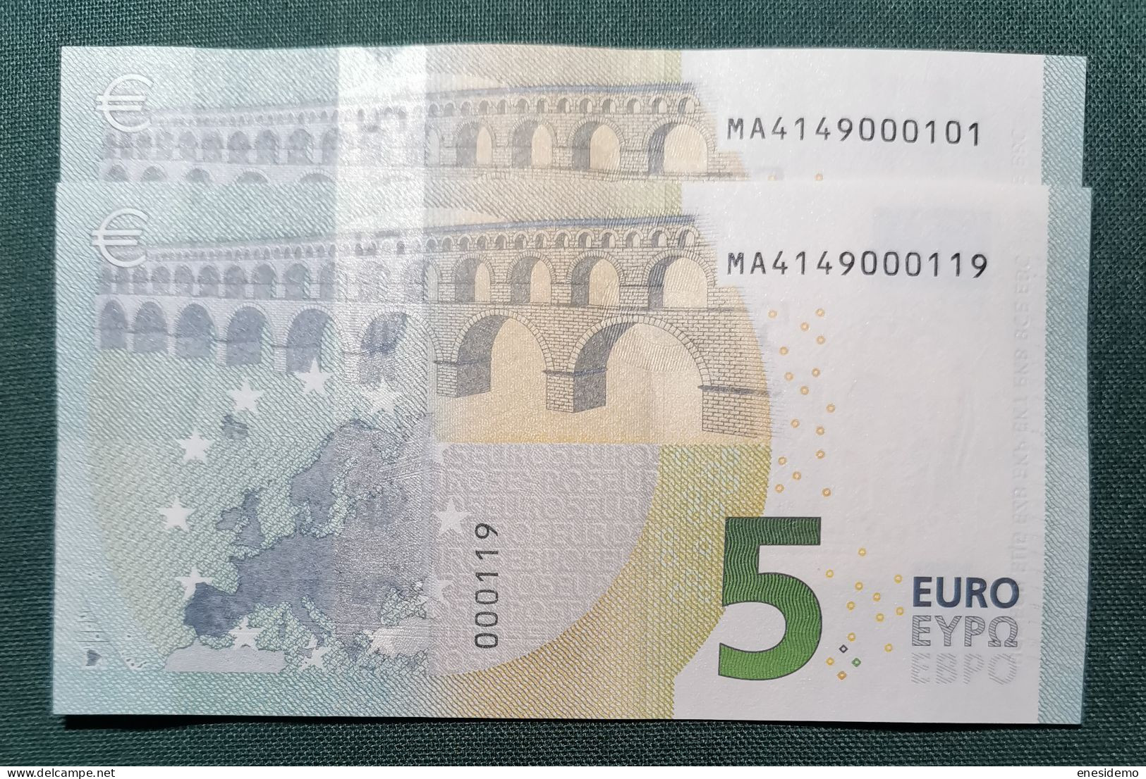 5 EURO PORTUGAL 2013 DRAGHI M006J2 MA CORRELATIVE COUPLE UNEVEN ONLY FOUR NUMBERS SC FDS UNC. PERFECT - 5 Euro