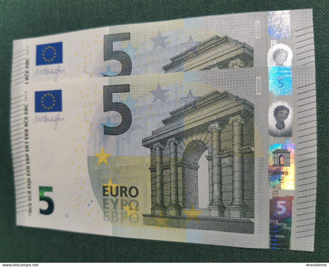 5 EURO PORTUGAL 2013 DRAGHI M006J2 MA CORRELATIVE COUPLE UNEVEN ONLY FOUR NUMBERS SC FDS UNC. PERFECT - 5 Euro