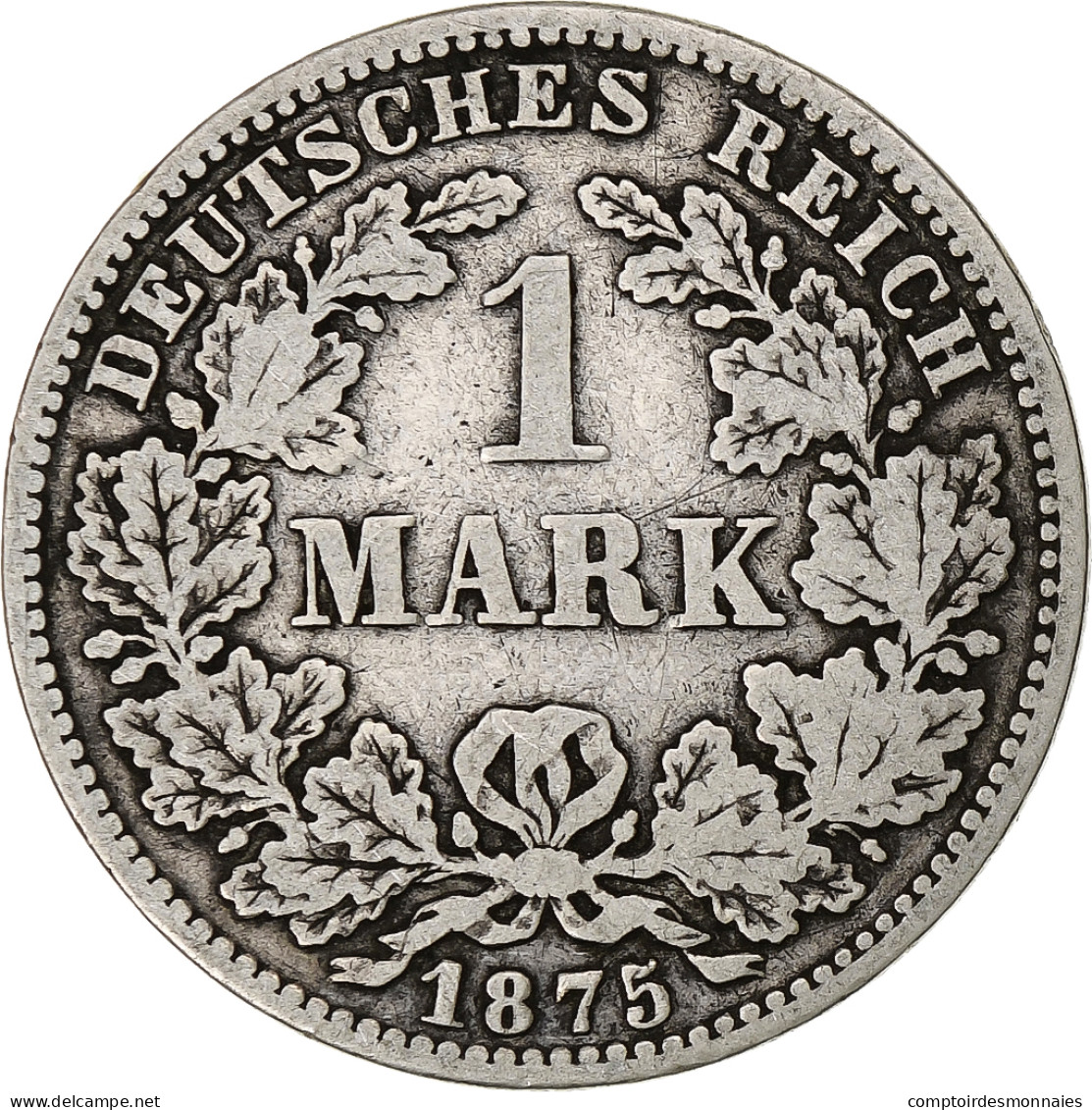 Empire Allemand, Wilhelm I, Mark, 1875, Muldenhütten, Argent, TB+, KM:7 - 1 Mark