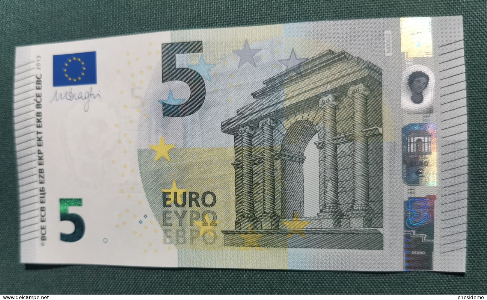 5 EURO PORTUGAL 2013 DRAGHI M006J2 MA NICE NUMBER FOUR CONSECUTIVE NINES SC FDS UNC. PERFECT