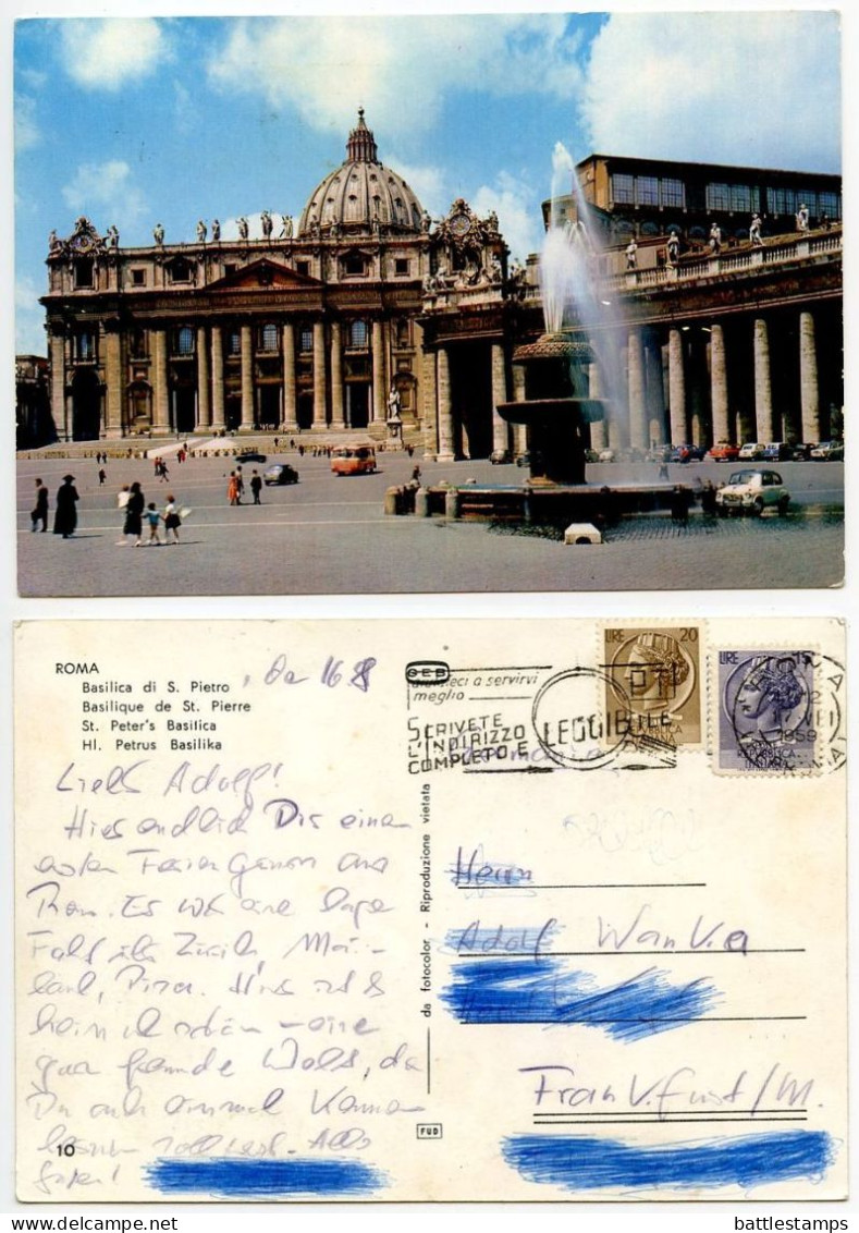 Italy 1959 Postcard Roma / Rome - Basilica Di S. Pietro; Pictorial Slogan Cancel - San Pietro