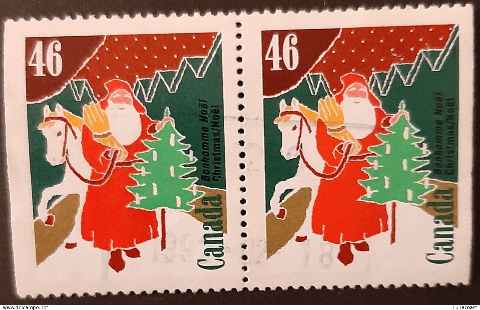 Canada 1991  USED  Sc1340as   46c  Christmas - Oblitérés