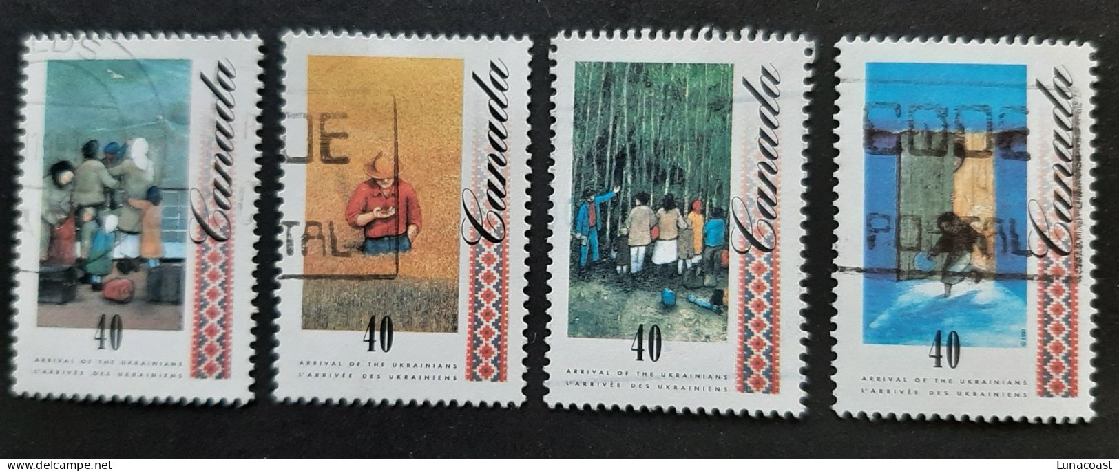 Canada 1991  USED  Sc1326 -1329,    4 X 40c Arrival Of Ukrainians - Oblitérés