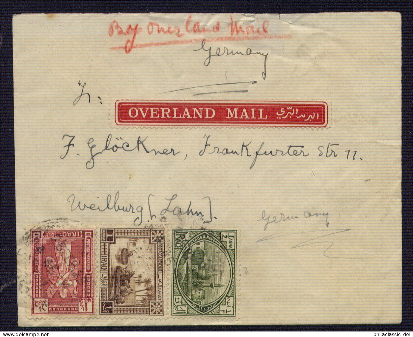 IRAK 1920 3 Anna (3 Marken) Auf Brief Nach Deutschland, OVERLAND-MAIL - Iraq
