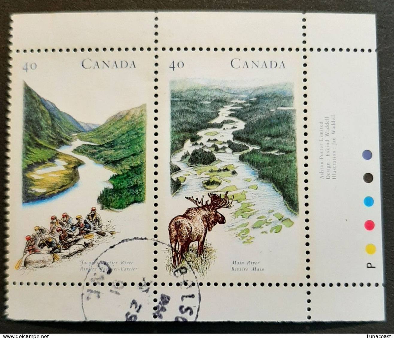 Canada 1991  USED  Sc1324-1325    2 X 40c Heritage Rivers - 1 - Oblitérés
