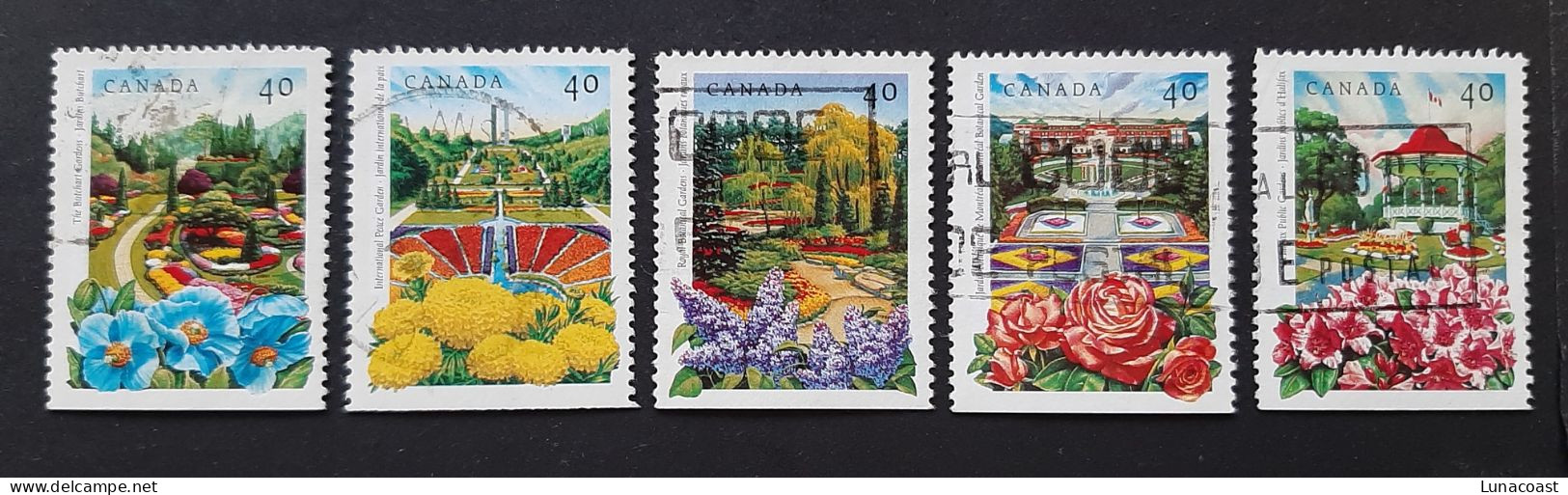 Canada 1991  USED  Sc1311 - 1315,    5 X 40c Public Gardens - Gebruikt