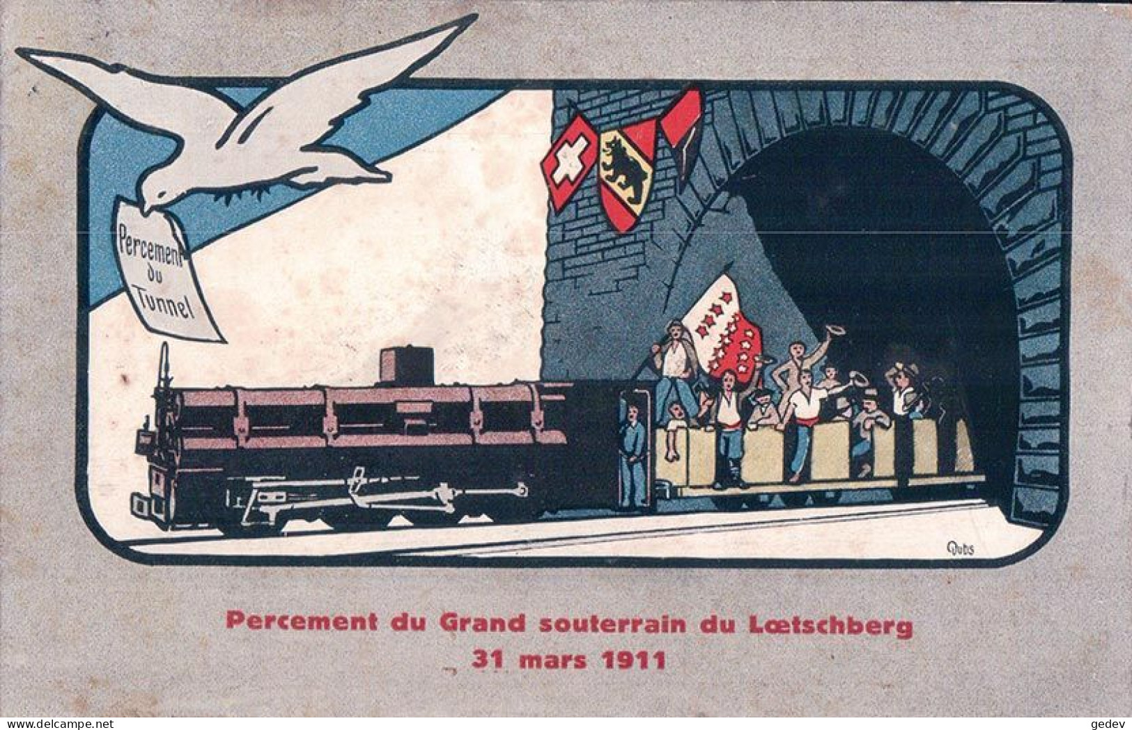 Kandersteg, Lötschbergbahn, Chemin De Fer, Souvenir Du Percement Du Tunnel Du Lötschberg, Litho (14.5.1911) - Kunstbauten