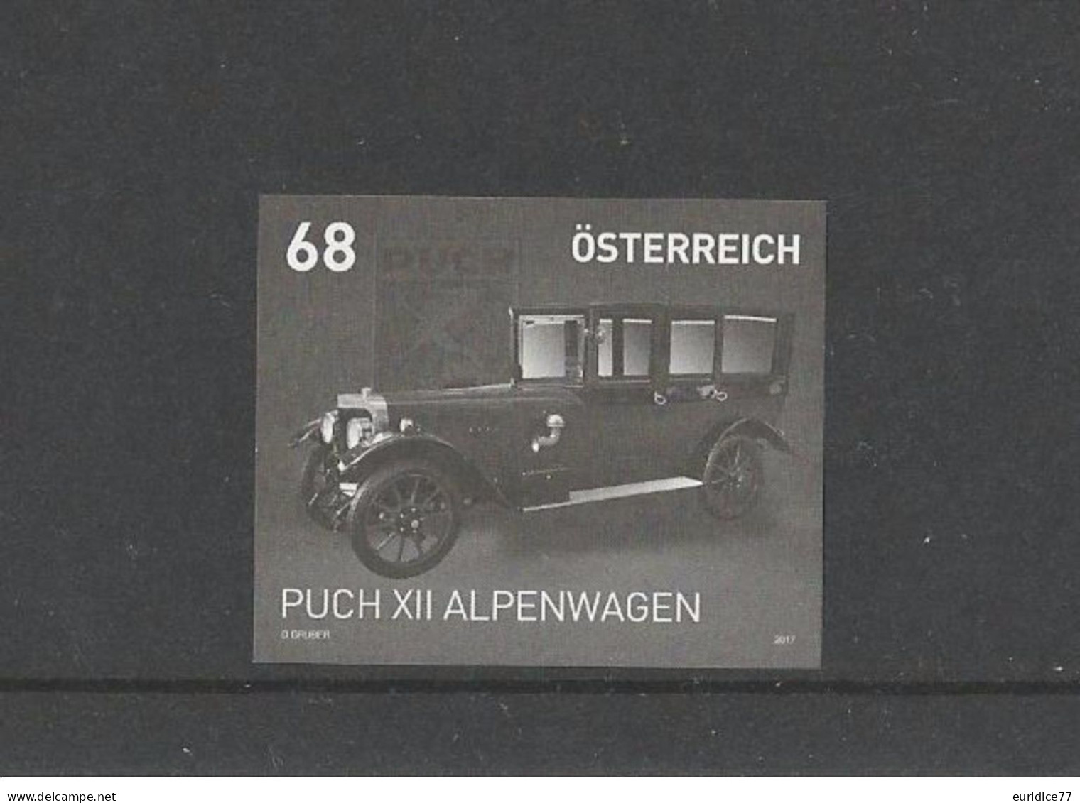 Austria 2017 - Classic Cars - Puch XII Alpenwagen, 1919 Black Print Mnh** - Proofs & Reprints