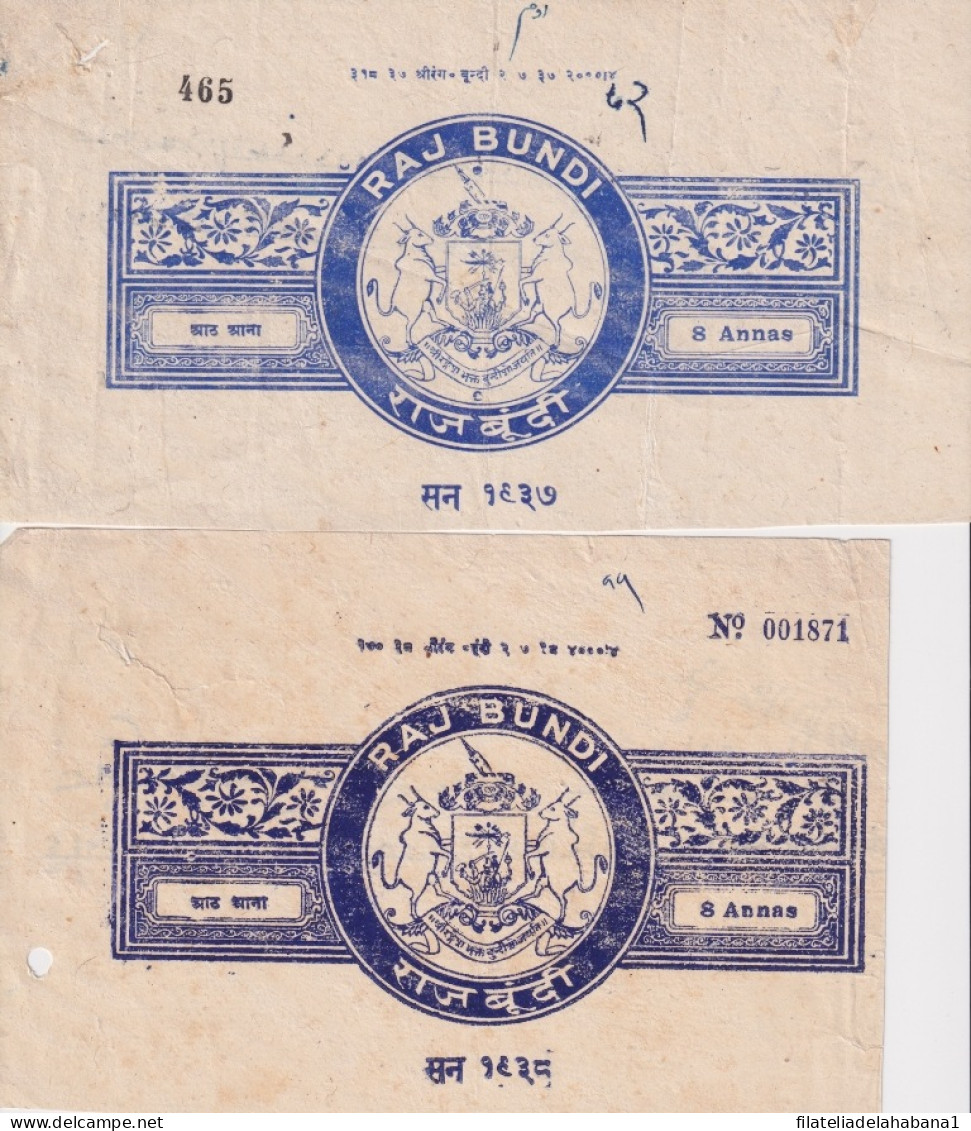 F-EX15129 INDIA FEUDATARY STATE BUNDI REVENUE CUT PAPER DIFFERENT.  - Autres & Non Classés