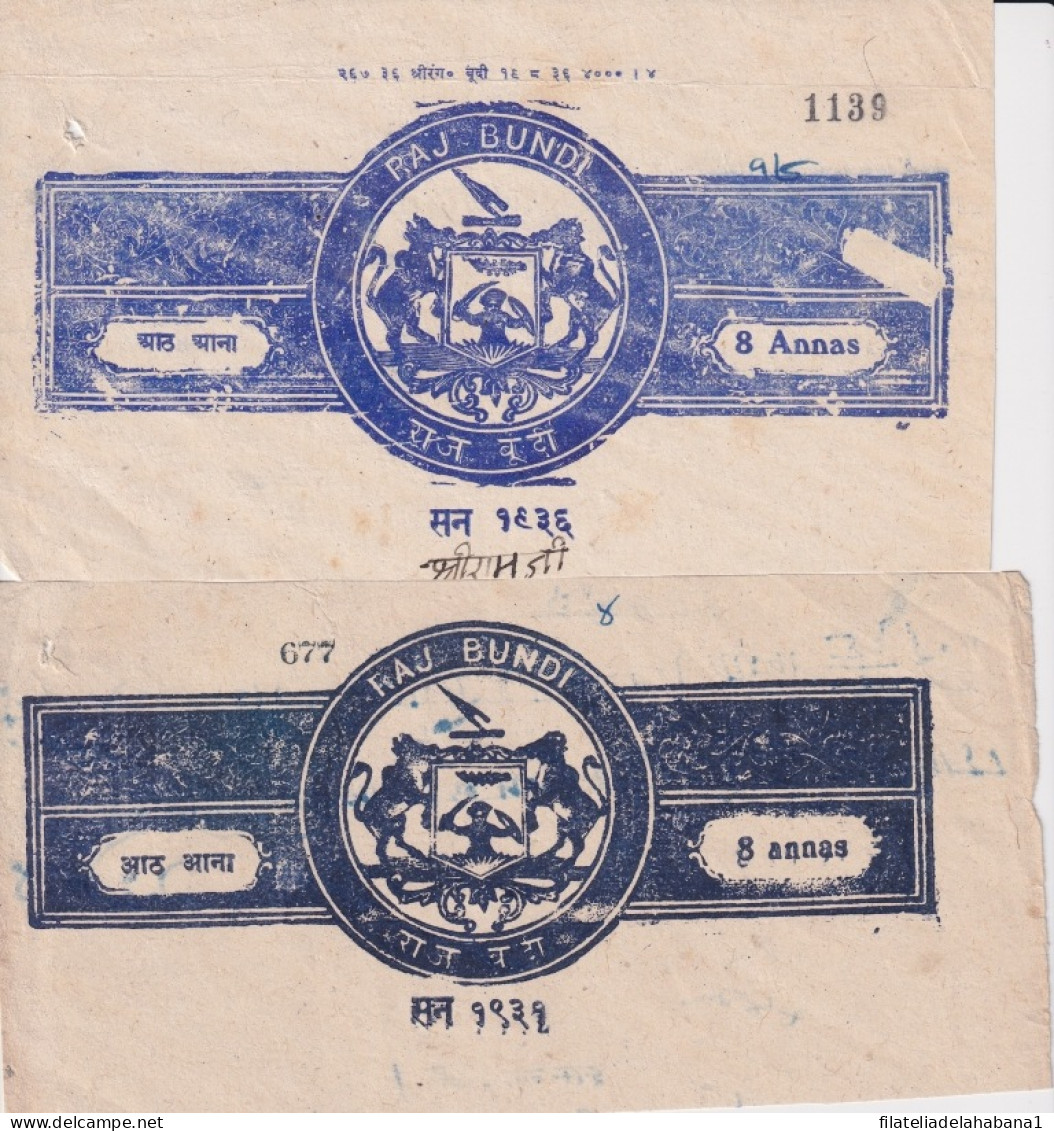 F-EX15129 INDIA FEUDATARY STATE BUNDI REVENUE CUT PAPER DIFFERENT.  - Andere & Zonder Classificatie