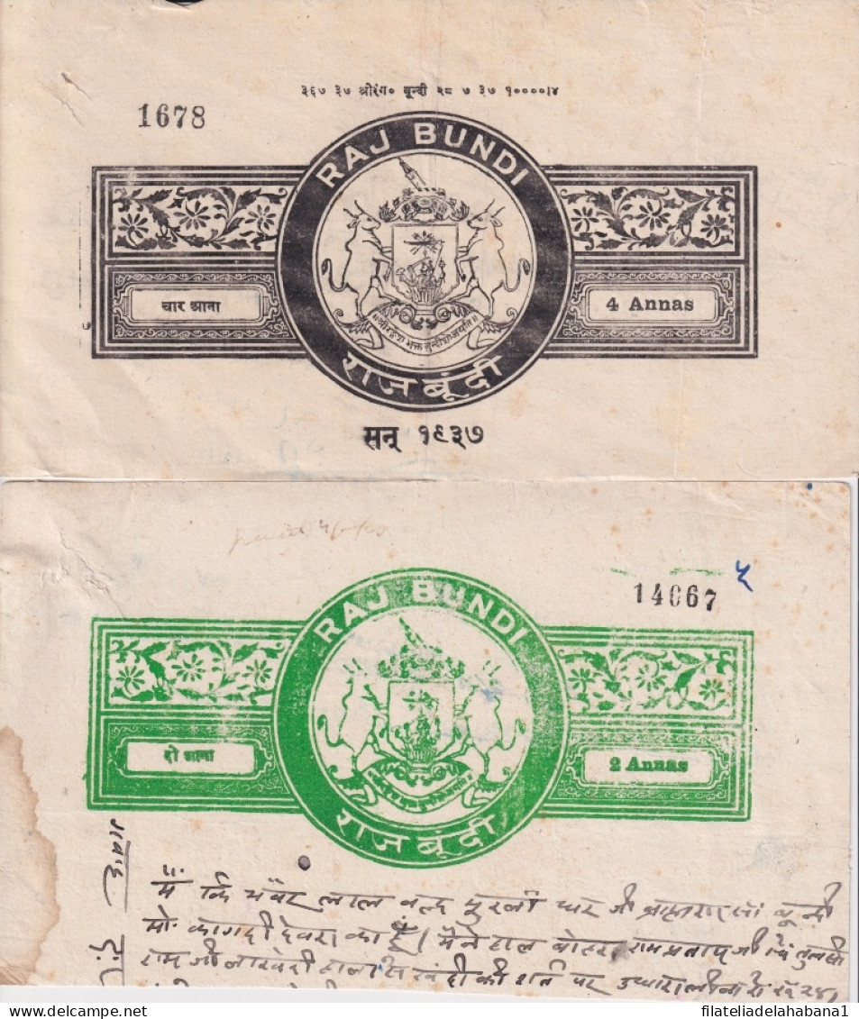 F-EX15129 INDIA FEUDATARY STATE BUNDI REVENUE CUT PAPER DIFFERENT.  - Sonstige & Ohne Zuordnung