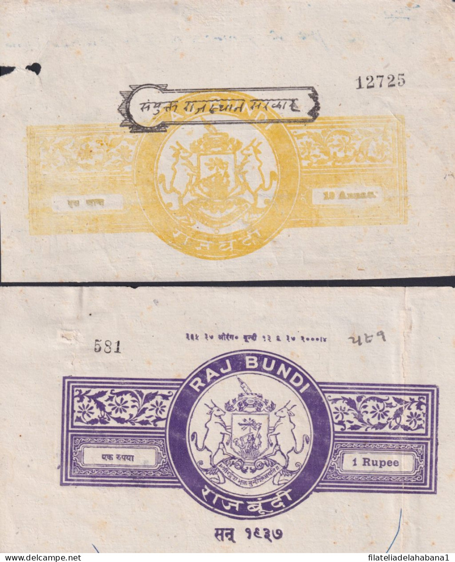 F-EX29131 INDIA FEUDATARY STATE BIKANER BUNDI REVENUE SEALLED PAPER CUT.  - Altri & Non Classificati