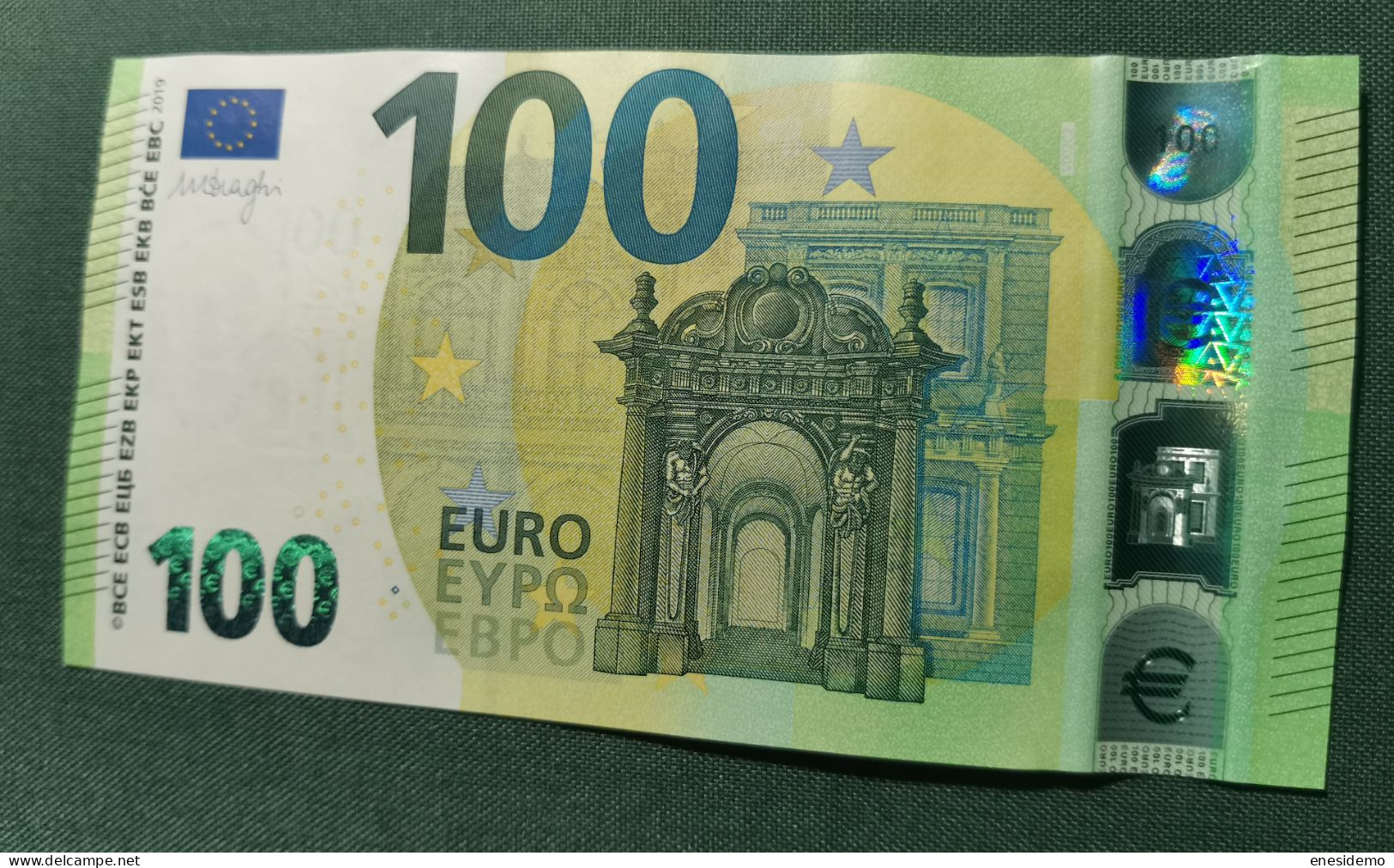 100 EURO SPAIN 2019  DRAGHI V002C2 VA SC UNCIRCULATED  PERFECT