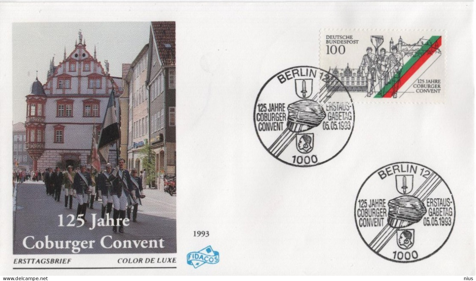 Germany Deutschland 1993 FDC 125 Jahre Coburger Convent, Coburg, Canceled In Berlin - 1991-2000