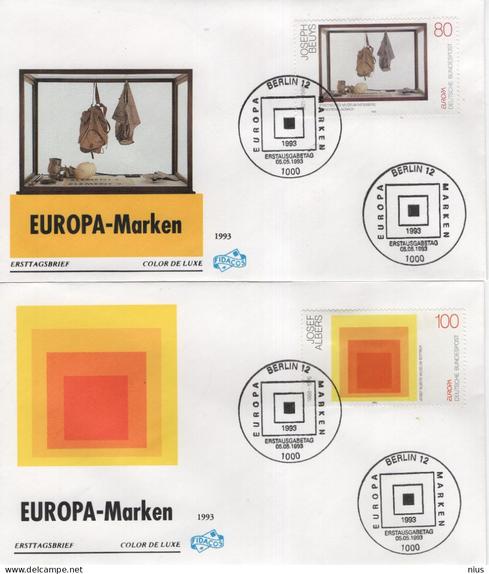 Germany Deutschland 1993 FDC X2 Europa-Marken CEPT, Josef Albers, Artist Painter, Joseph Beuys, Sculptor, Berlin - 1991-2000