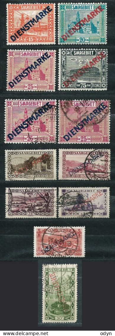 Saargebiet Dienstmarken 1923-1932, Lot Of 12 Stamps - See All Scans And Description - Oficiales