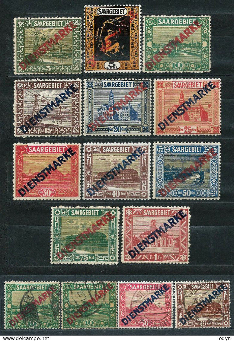 Saargebiet Dienstmarken 1922, Complete Set MiNr 1-11 - Unused MH * + 4 Stamps Used - Oficiales