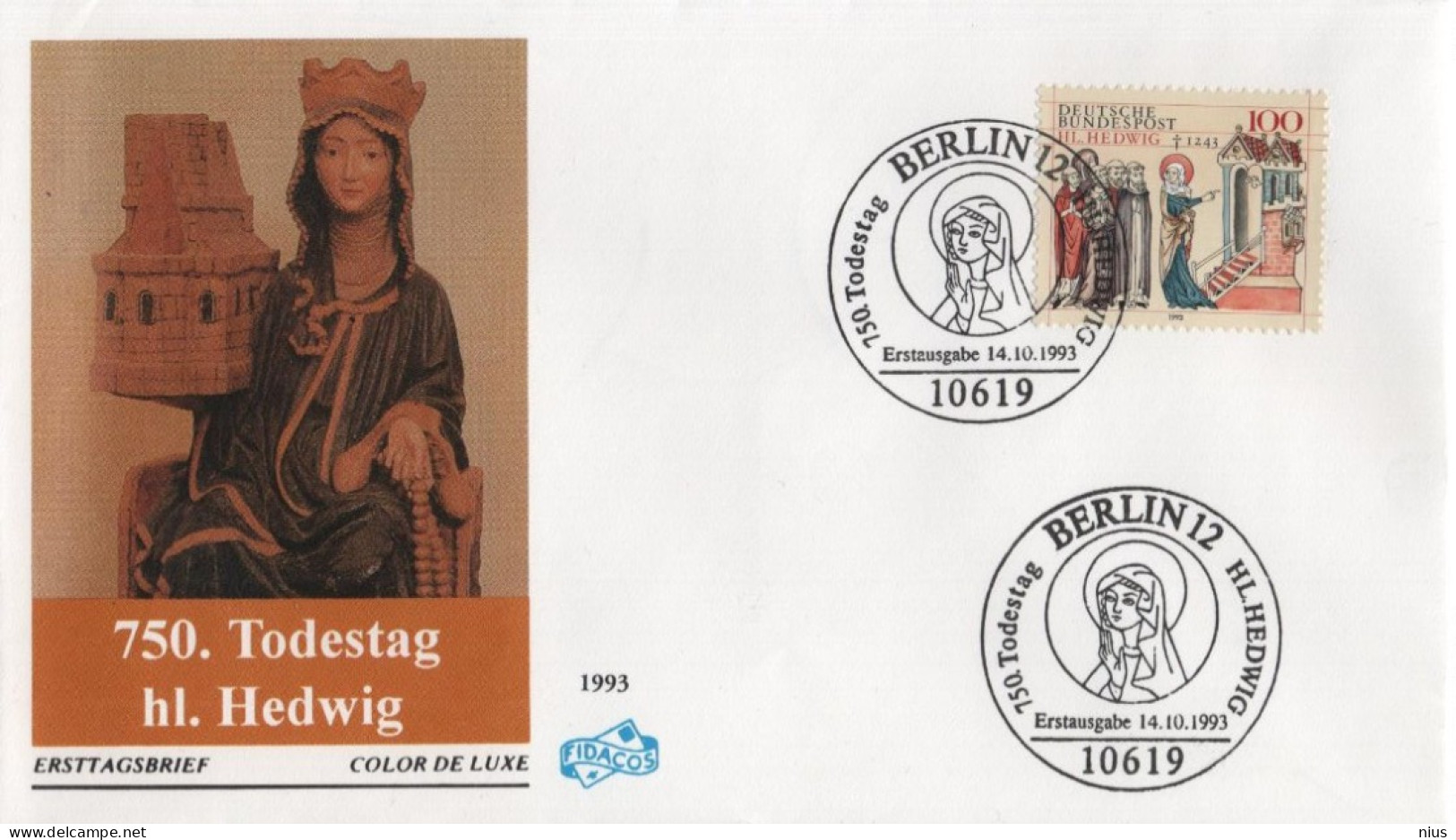 Germany Deutschland 1993 FDC 750. Todestag Der Hl. Hedwig, Hedwig Von Andechs, Hedwig Von Schlesien, Berlin - 1991-2000