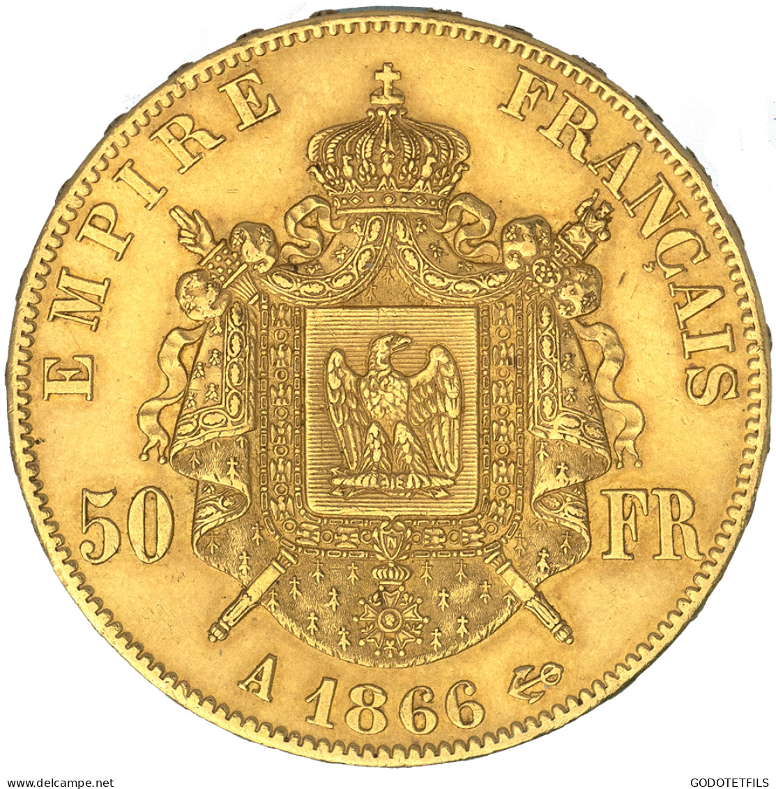 Second-Empire- 50 Francs Napoléon III Tête Laurée 1866 Paris - 50 Francs-or
