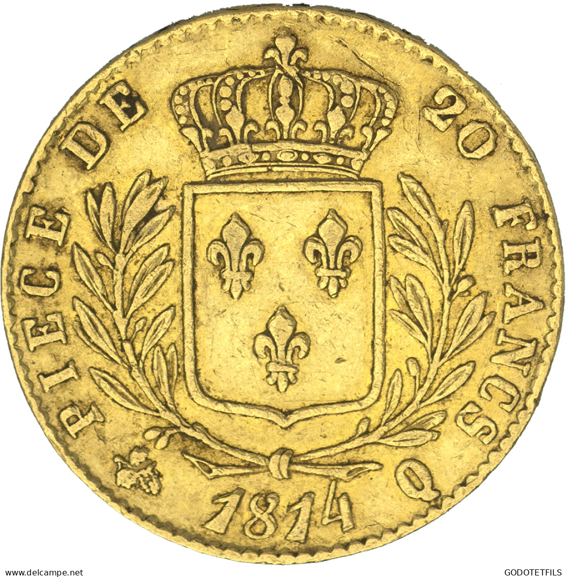 Louis XVIII-20 Francs 1814 Perpignan - 20 Francs (gold)