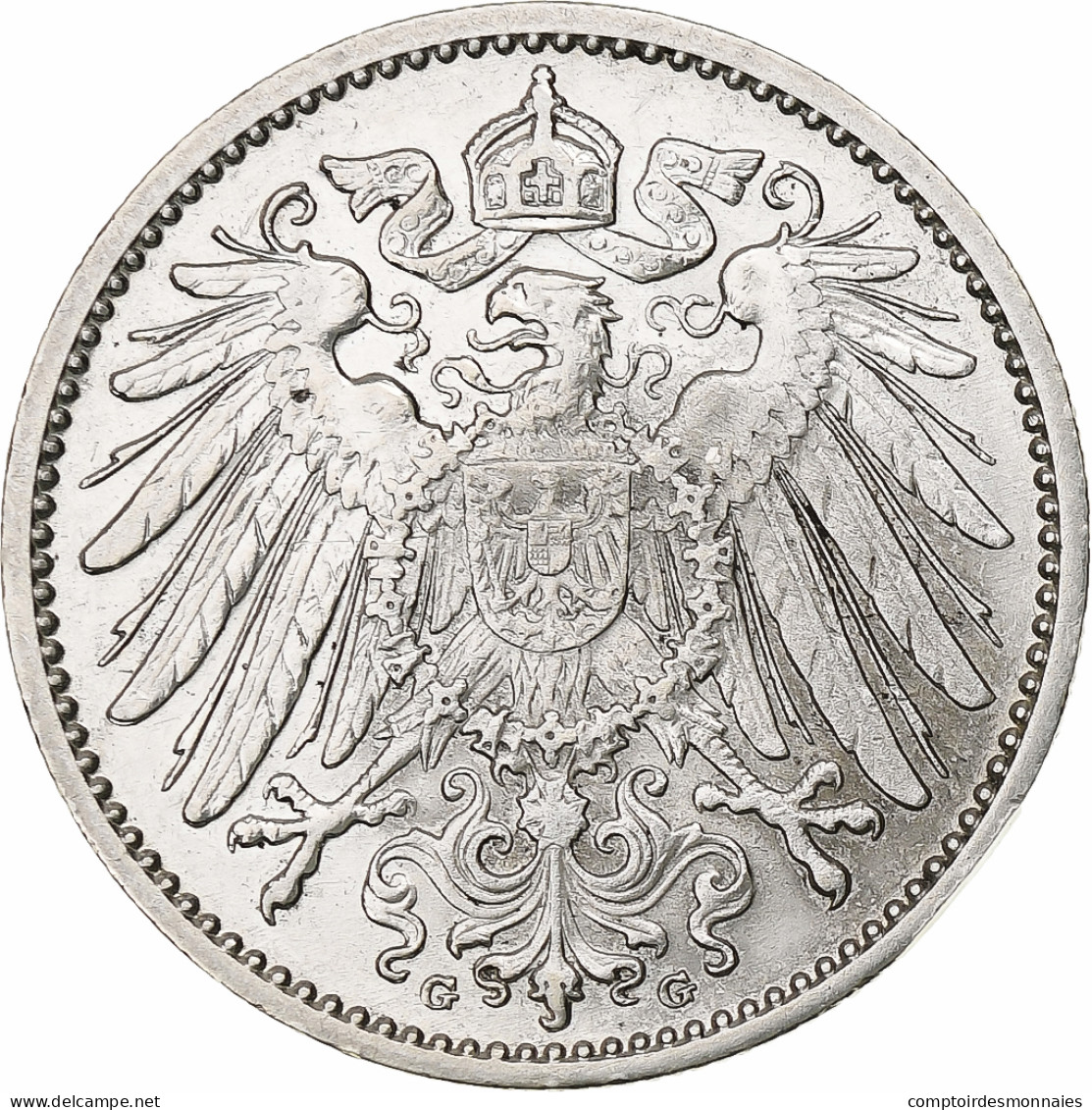 Empire Allemand, Wilhelm II, Mark, 1910, Karlsruhe, Argent, TTB+, KM:14 - 1 Mark