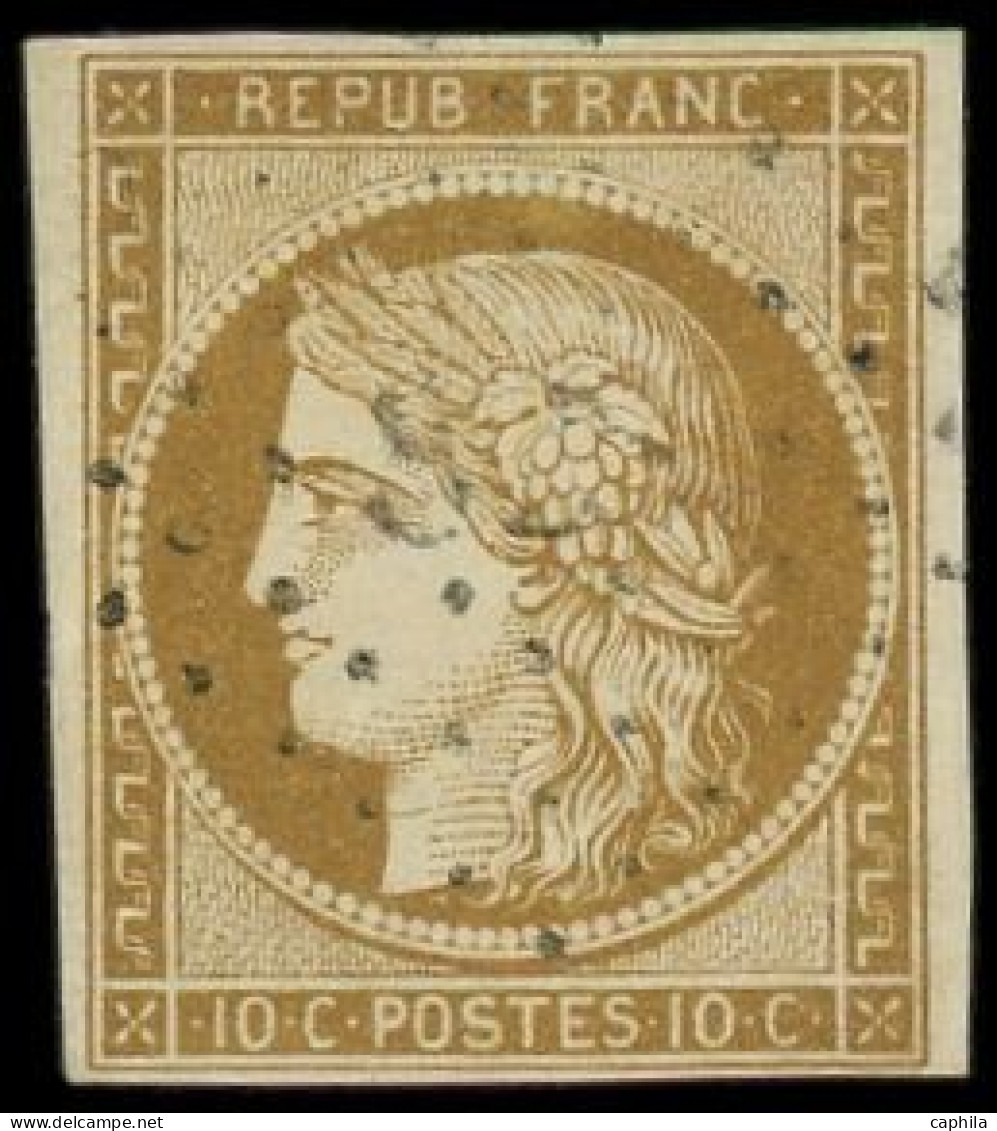 O FRANCE - Poste - 1, Obl. Petits Chiffres, Signé Brun: 10c. Bistre-jaune - 1849-1850 Ceres