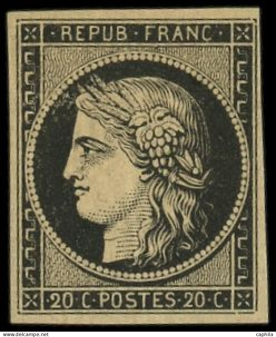 * FRANCE - Poste - 3, Signé Bühler, Léger Pli Au Dos: 20c. Noir Sur Jaune - 1849-1850 Ceres