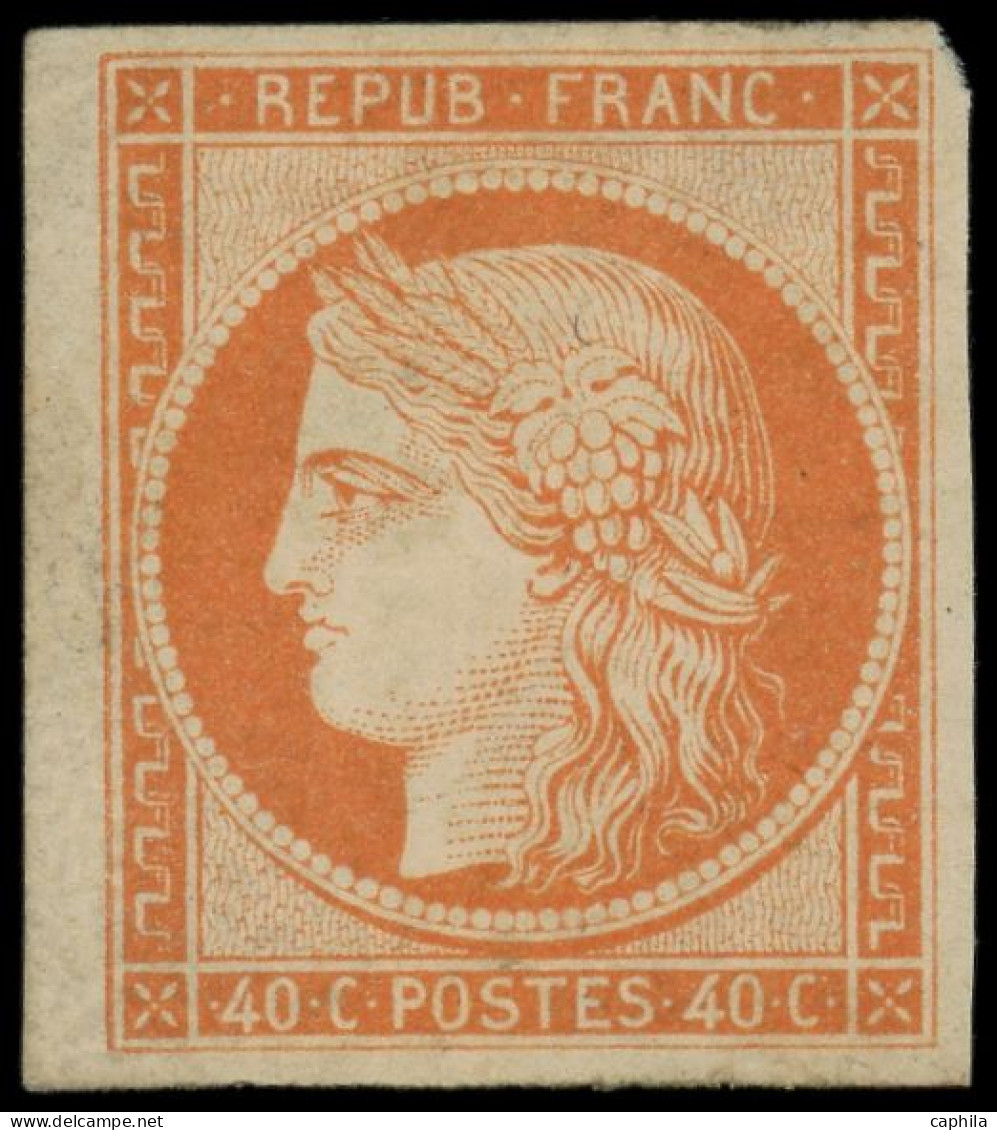 * FRANCE - Poste - 5, Belles Marges, Signé + Certificat Calves: 40c. Orange - 1849-1850 Cérès