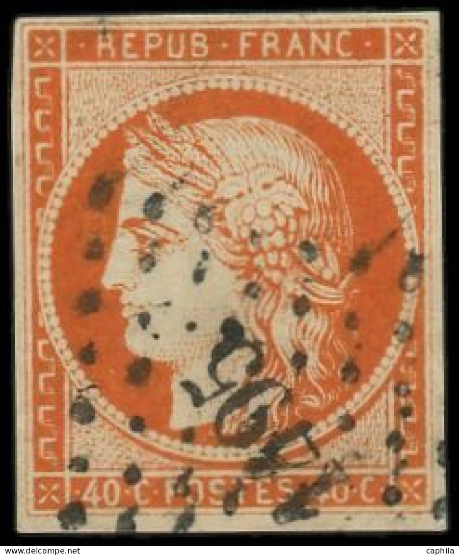 O FRANCE - Poste - 5b, Oblitération Grille, Signé Brun: 40c. Orange Foncé - 1849-1850 Cérès