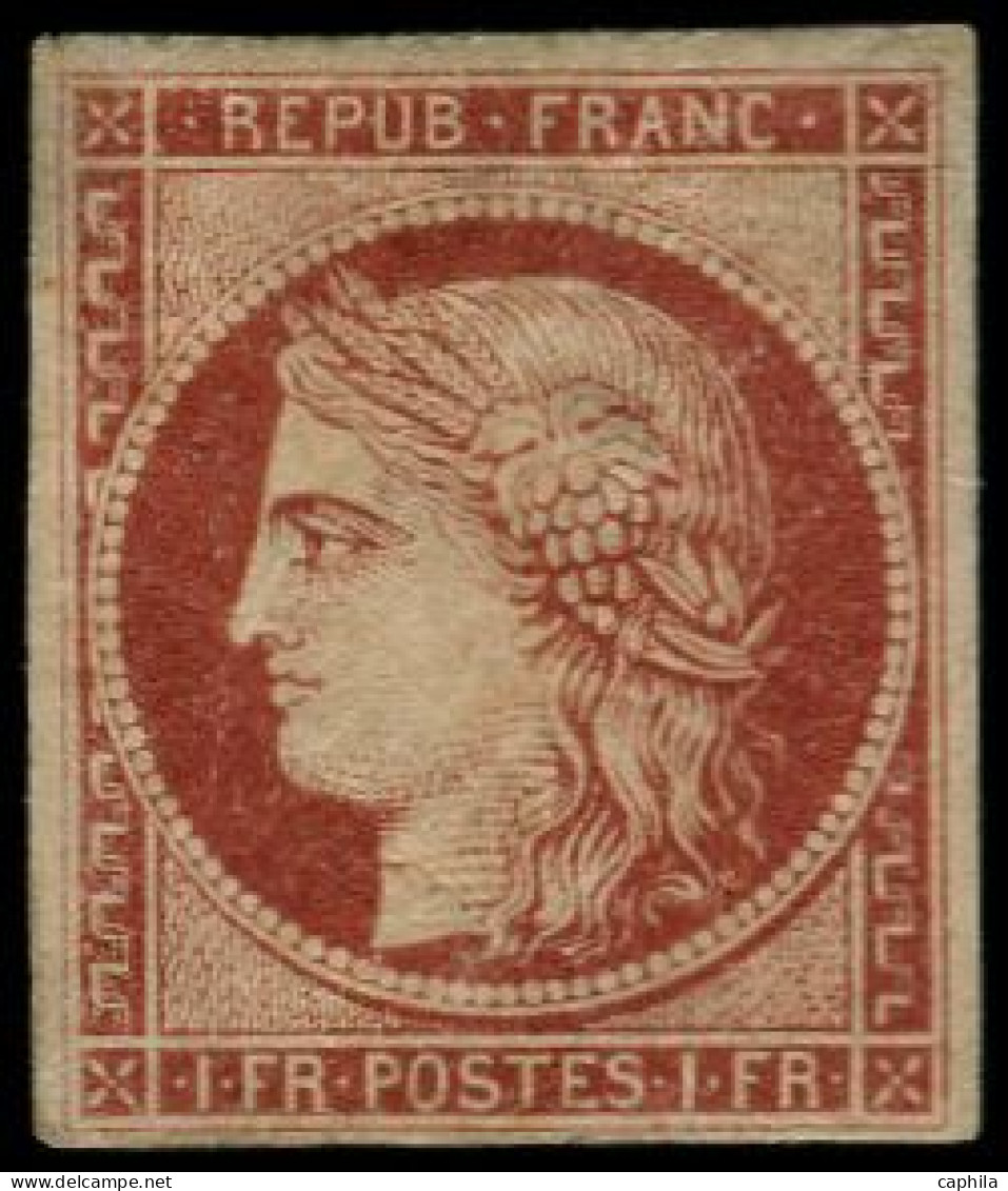 * FRANCE - Poste - 6b, Belle Présentation, Légers Clairs, Signé + Certificat Calves: 1f. Carmin Foncé - 1849-1850 Cérès