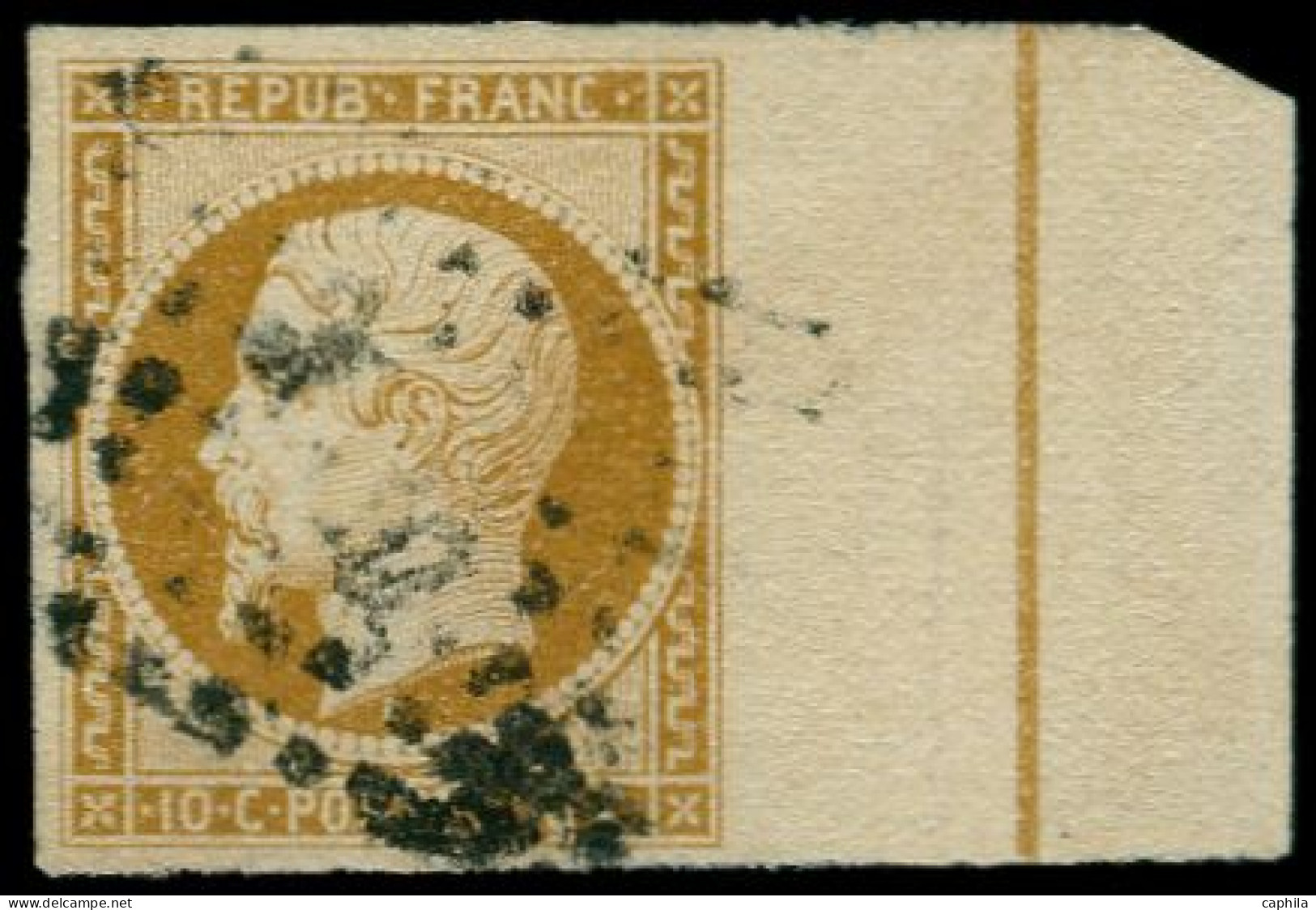 O FRANCE - Poste - 9b, Avec Filet D'encadrement, Signé + Certificat Brun, Superbe: 10c. Bistre-jaune - 1852 Luis-Napoléon