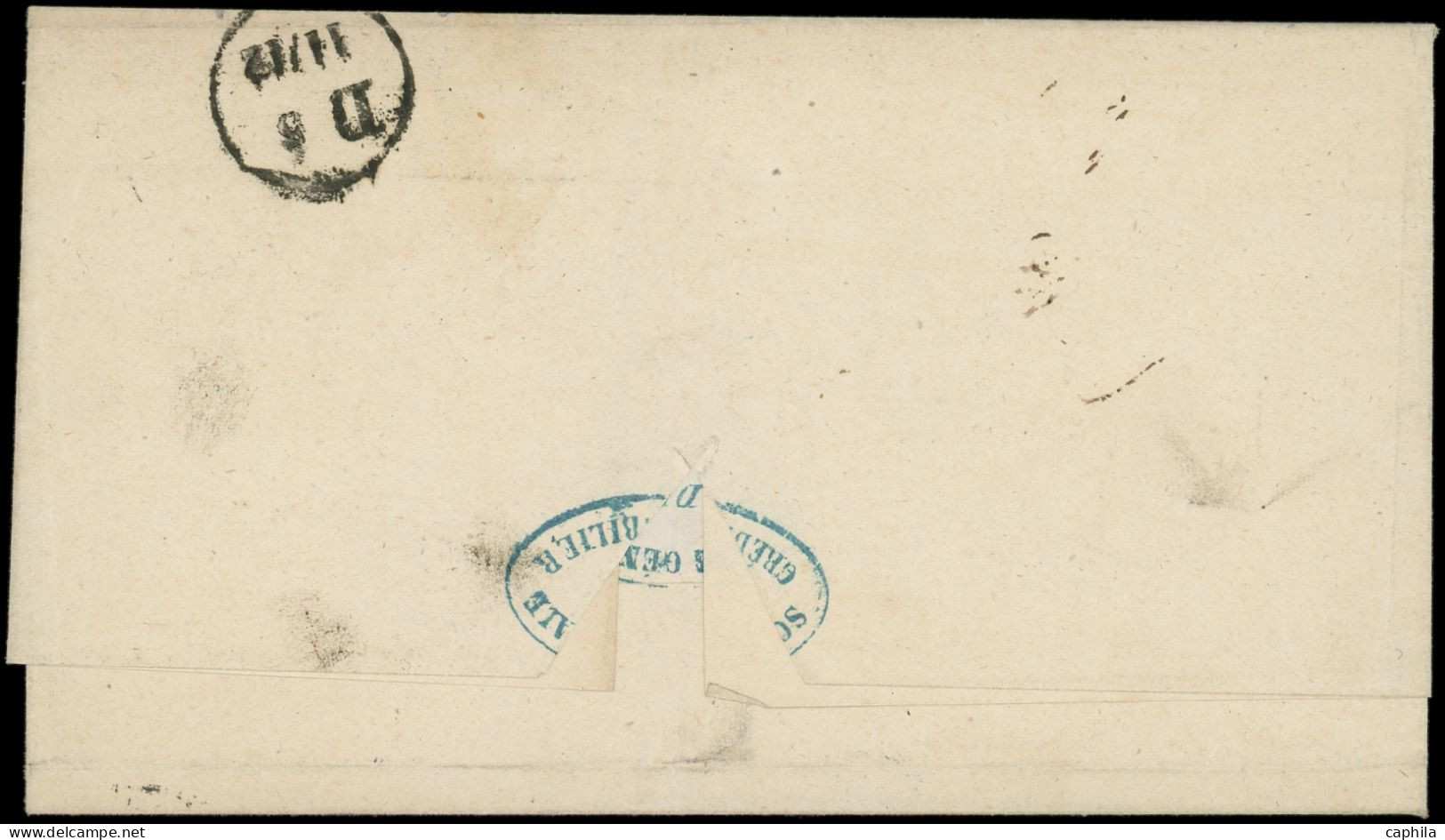 LET FRANCE - Poste - 13A, Type I, Défectueux + 14A, 2ex Dont 1 Défectueux, Obl Roulette De Gros Points Sur Lettre, Cad P - 1849-1876: Période Classique