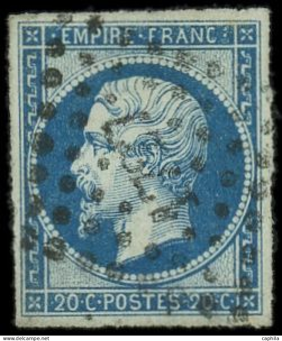 O FRANCE - Poste - 14Ba, Oblitéré PC 1727, Signé Scheller: 20c. Bleu Sur Vert - 1853-1860 Napoléon III.