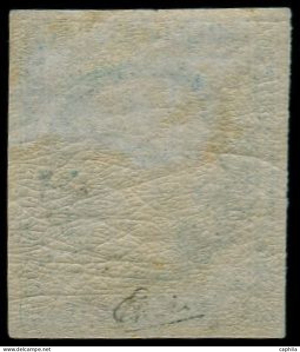 * FRANCE - Poste - 15, Bel Exemplaire, Signé + Certificat Calves: 25c. Bleu - 1853-1860 Napoleon III