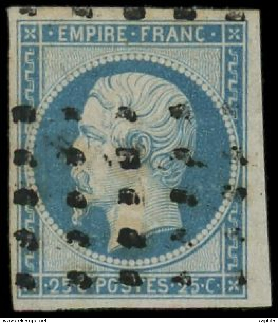 O FRANCE - Poste - 15, Obl Gros Points: 25c. Bleu - 1853-1860 Napoleon III