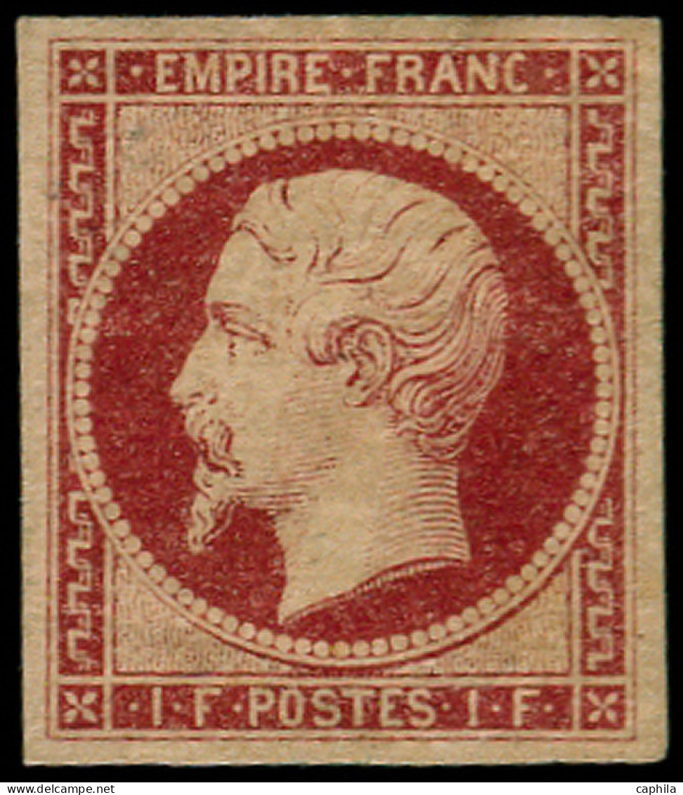 * FRANCE - Poste - 18, Très Belles Marges, Signé + Certificat Calves; 1f. Carmin - 1853-1860 Napoleon III