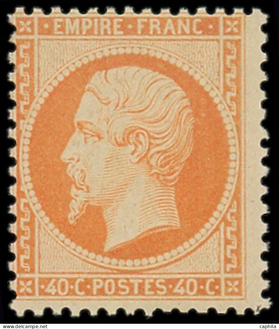 ** FRANCE - Poste - 23, Centrage Courant, Certificat Scheller, TB: 40c. Orange - 1862 Napoleon III