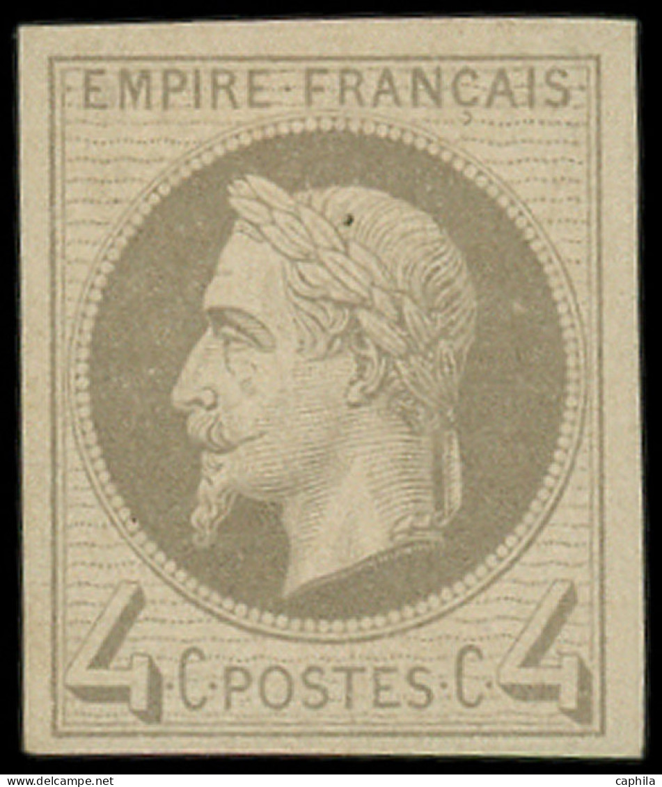 * FRANCE - Poste - 27Be, Non Dentelé, Impression Fine De Rothschild, Signé Calves: 4c. Gris - 1863-1870 Napoléon III Lauré