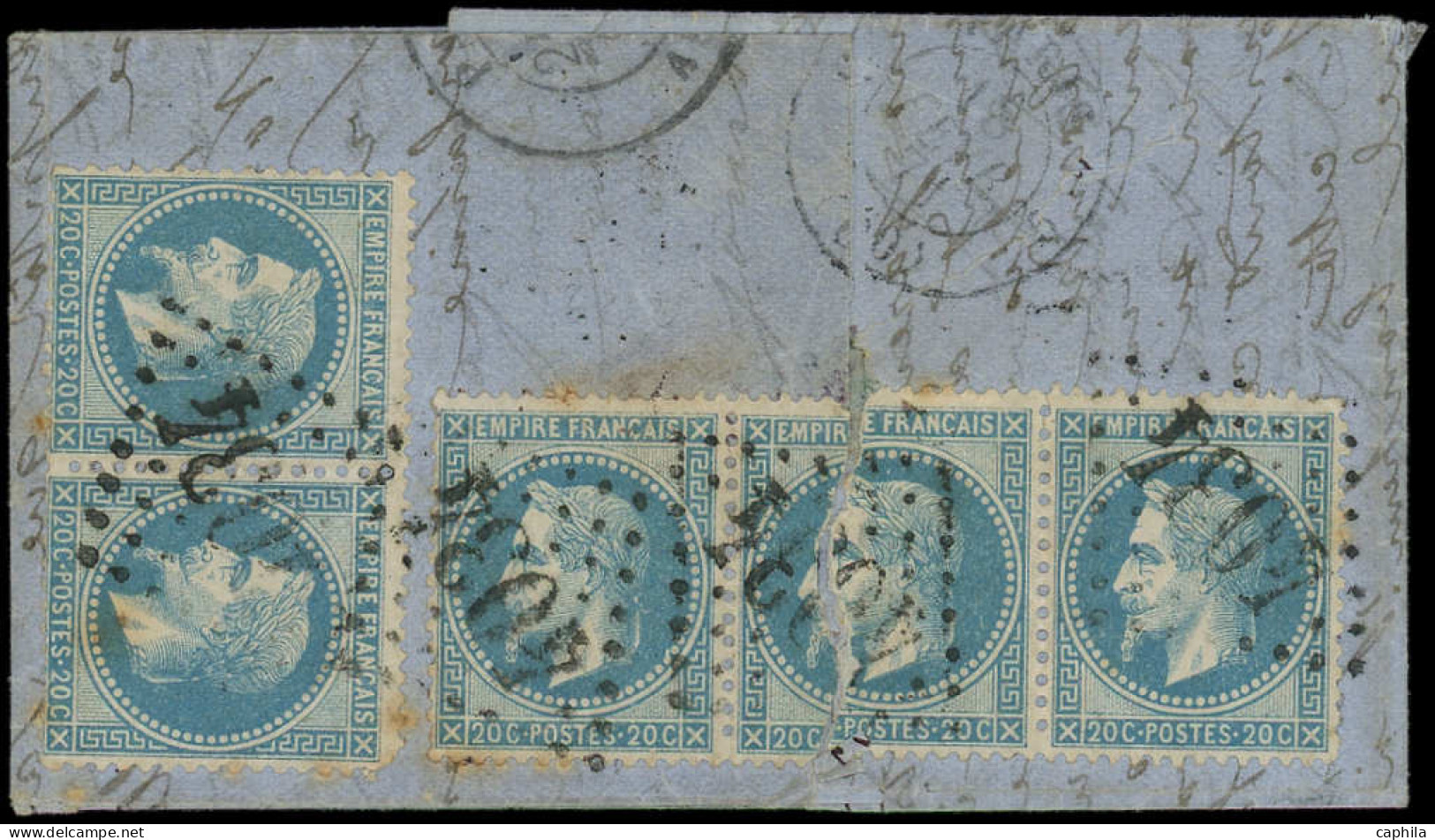 LET FRANCE - Poste - 29B, Paire Et Bande De 3 Sur Lettre (déchirée à L'ouverture), Obl GC 4034, Cad T17 Troyes 18/2/71 P - 1849-1876: Période Classique